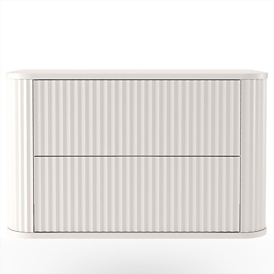 Meuble sous lavabo sur plan Nuvia 80 cm, cachemire, arrondi, rainuré