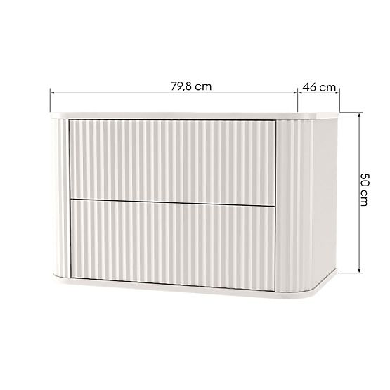 Meuble sous lavabo sur plan Nuvia 80 cm, cachemire, arrondi, rainuré