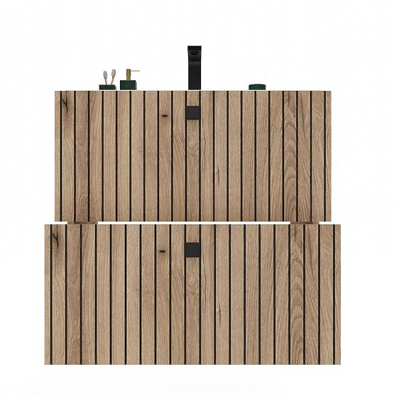 MEUBLE SOUS-LAVABO SUSPENDU TIGO 60 2S CHÊNE EVOKE 2 TIROIRS PANNEAU FRONTAL RAINURÉ