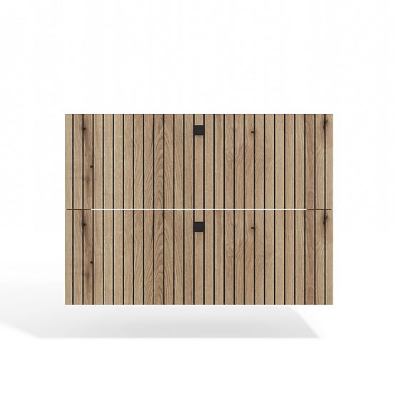 MEUBLE SOUS LAVABO SUSPENDU TIGO 80 2S CHÊNE EVOKE 2 TIROIRS PANNEAU FRONTAL RAINURÉ