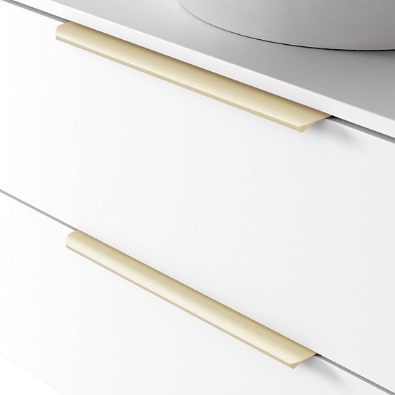 Meuble sous lavabo Tidea 80 cm, blanc, poignées dorées