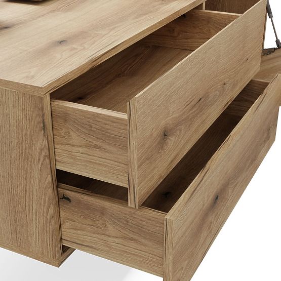 MEUBLE SOUS LAVABO TIGO 1D2S CHÊNE EVOKE 140 CM 2 TIROIRS PANNEAU FRONTAL RAINURÉ SUSPENDU