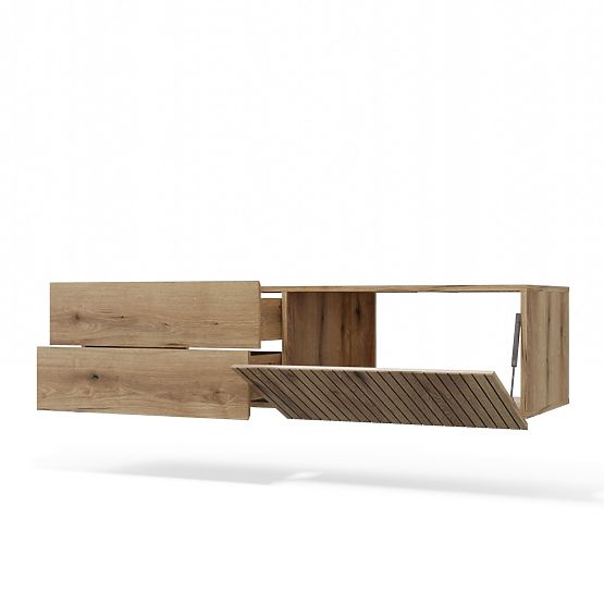 MEUBLE SOUS LAVABO TIGO 1D2S CHÊNE EVOKE 140 CM 2 TIROIRS PANNEAU FRONTAL RAINURÉ SUSPENDU