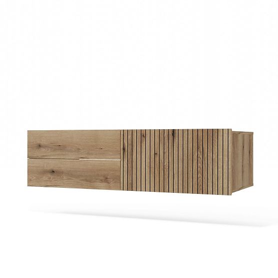 MEUBLE SOUS LAVABO TIGO 1D2S CHÊNE EVOKE 140 CM 2 TIROIRS PANNEAU FRONTAL RAINURÉ SUSPENDU