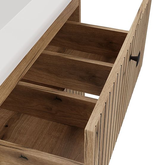 MEUBLE SOUS LAVABO TIGO 60 2S CHÊNE ÉVOQUÉ PANNEAU FRONTAL STRIÉ + LAVABO