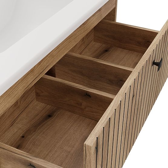 MEUBLE SOUS LAVABO TIGO 80 2S CHÊNE ÉVOQUE RAINURÉ + LAVABO