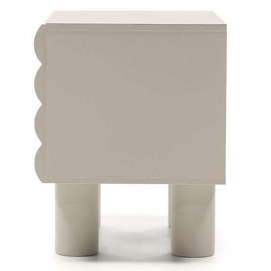 Meuble TV Anatra, rainuré, beige, formes arrondies