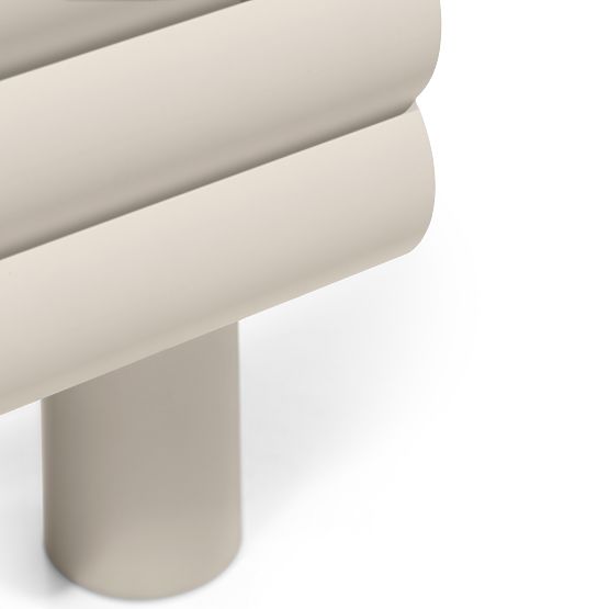 Meuble TV Anatra, rainuré, beige, formes arrondies