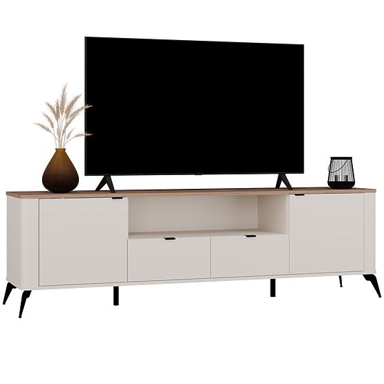 Meuble TV CORDOBA 2S2S Beige Cachemire Chêne Castello Meuble TV 2 Tiroirs