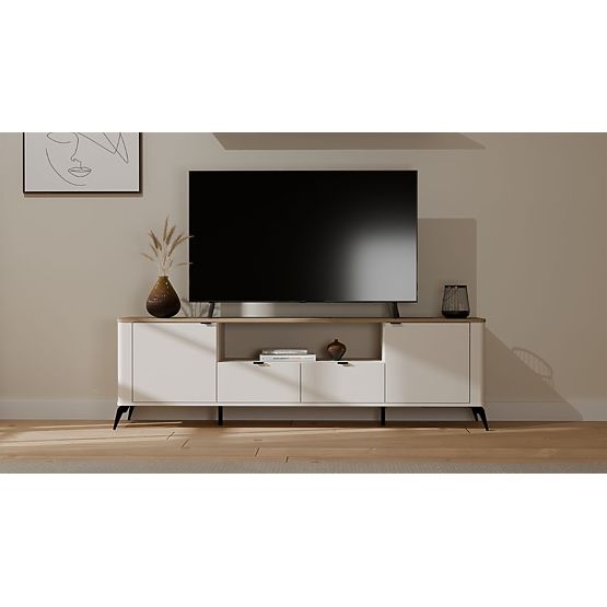 Meuble TV CORDOBA 2S2S Beige Cachemire Chêne Castello Meuble TV 2 Tiroirs