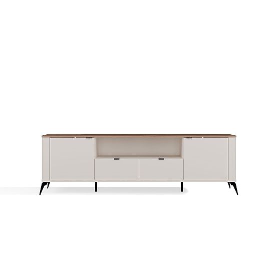 Meuble TV CORDOBA 2S2S Beige Cachemire Chêne Castello Meuble TV 2 Tiroirs