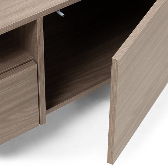 Meuble TV à deux portes avec tiroir Kanso, chêne perle