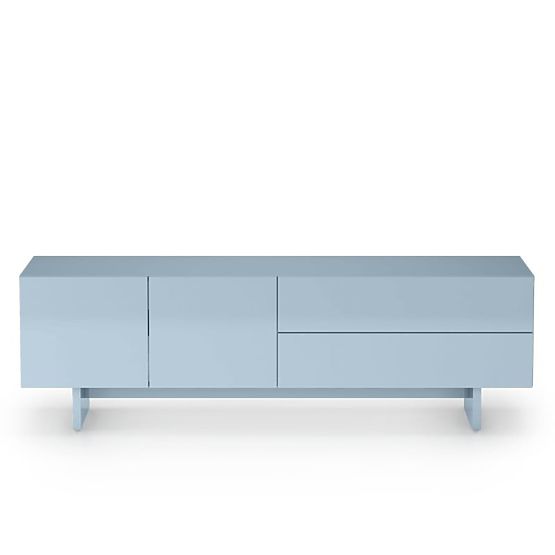 Meuble TV Glim, bleu fumé, brillant