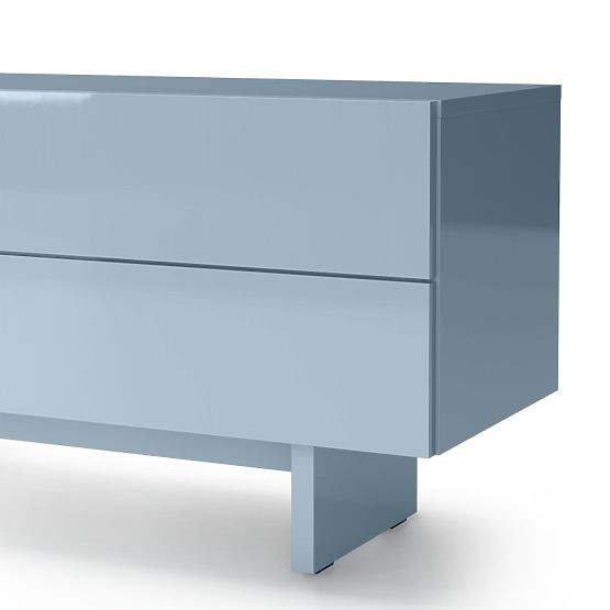 Meuble TV Glim, bleu fumé, brillant