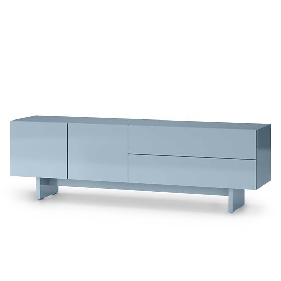 Meuble TV Glim, bleu fumé, brillant