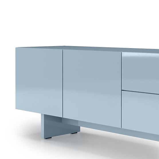 Meuble TV Glim, bleu fumé, brillant