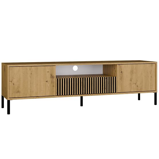 MEUBLE TV KAMARO 160 CHÊNE ARTISAN Rainuré + Panneau Frontal Classique