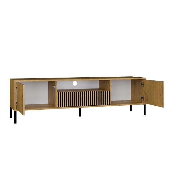 MEUBLE TV KAMARO 160 CHÊNE ARTISAN Rainuré + Panneau Frontal Classique