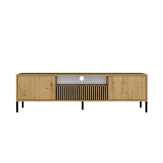 MEUBLE TV KAMARO 160 CHÊNE ARTISAN Rainuré + Panneau Frontal Classique