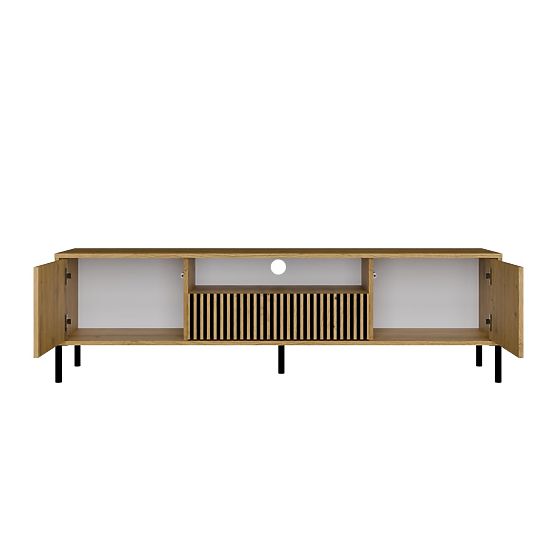 MEUBLE TV KAMARO 160 CHÊNE ARTISAN Rainuré + Panneau Frontal Classique