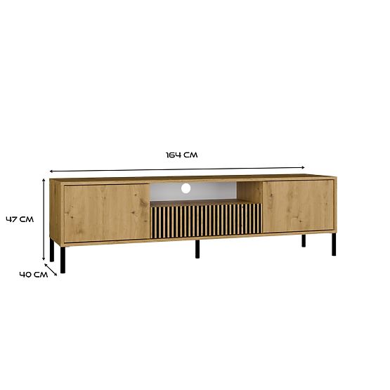 MEUBLE TV KAMARO 160 CHÊNE ARTISAN Rainuré + Panneau Frontal Classique