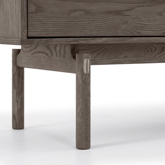 Meuble TV Quadri avec tiroirs, bois de chêne massif, placage, brun espresso