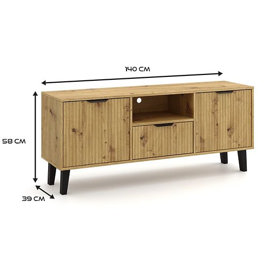 Meuble TV Scandi 2D1S SLIM CHÊNE ARTISAN