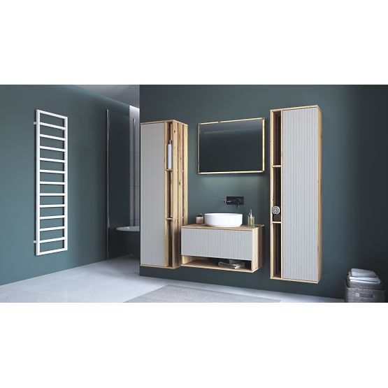 Miroir AVIOLA 80 cm + LED chêne artisan