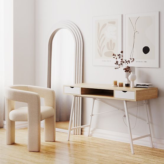 Miroir décoratif suspendu Giovanni 170x80 cm, blanc, arrondi