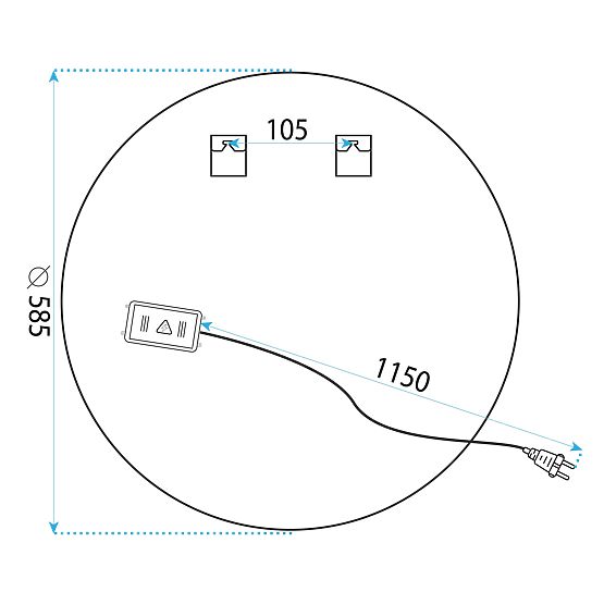 MIROIR MURAL LED 60cm BAS