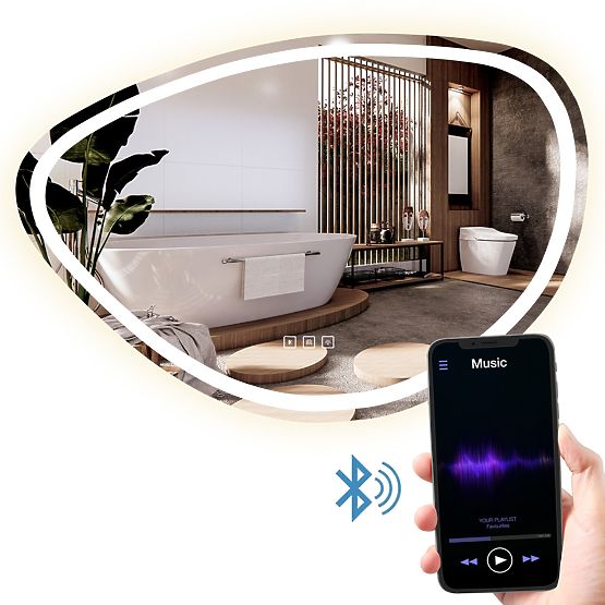 MIROIR MURAL LED AVEC FONCTION BLUETOOTH 70x100cm FOG