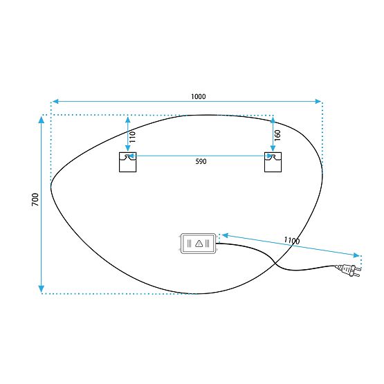 MIROIR MURAL LED AVEC FONCTION BLUETOOTH 70x100cm FOG