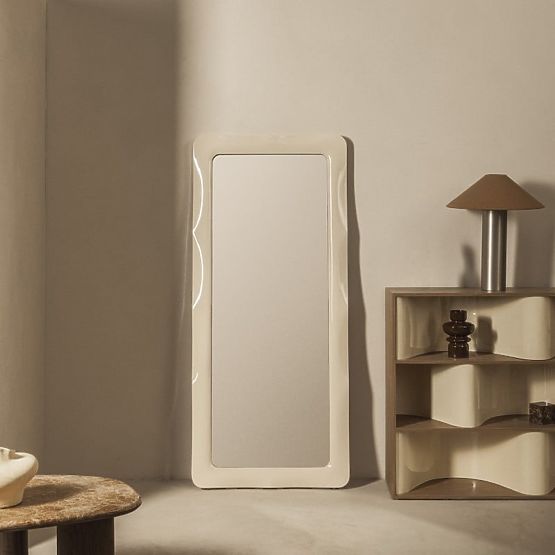 Miroir rectangulaire Noelle 180x80 cm, beige clair, brillant