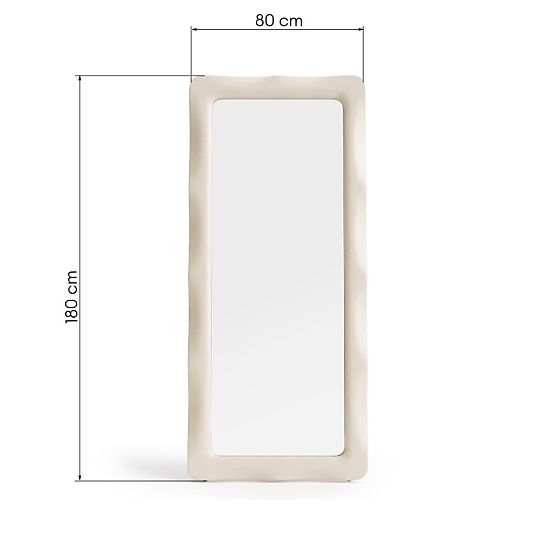 Miroir rectangulaire Noelle 180x80 cm, beige clair, brillant