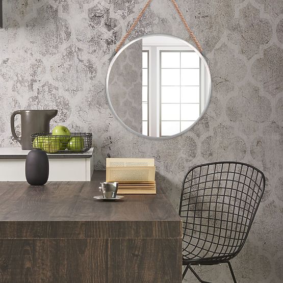 MIROIR ROND ARGENTÉ SUR CORDE 40CM KLMH-0410S-1