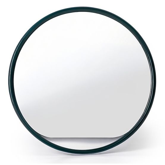 Miroir rond suspendu Zelia, vert foncé, brillant