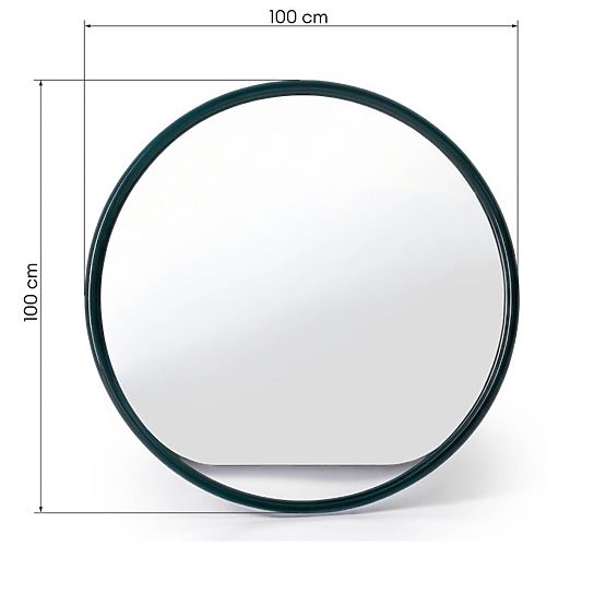 Miroir rond suspendu Zelia, vert foncé, brillant