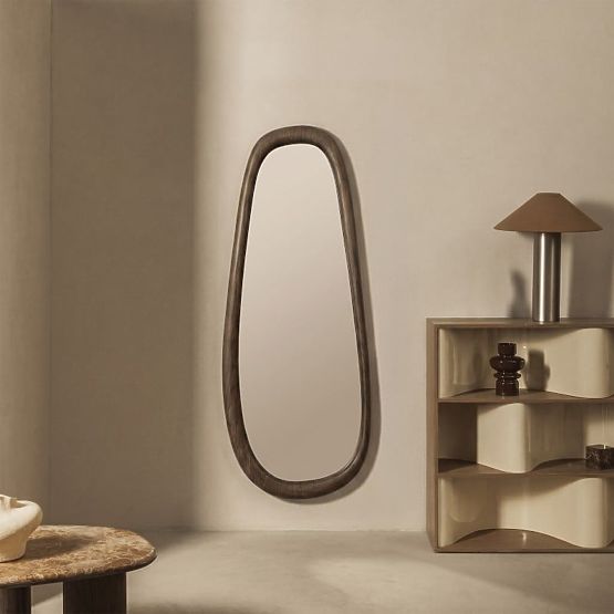 Miroir suspendu Aqila, noyer foncé