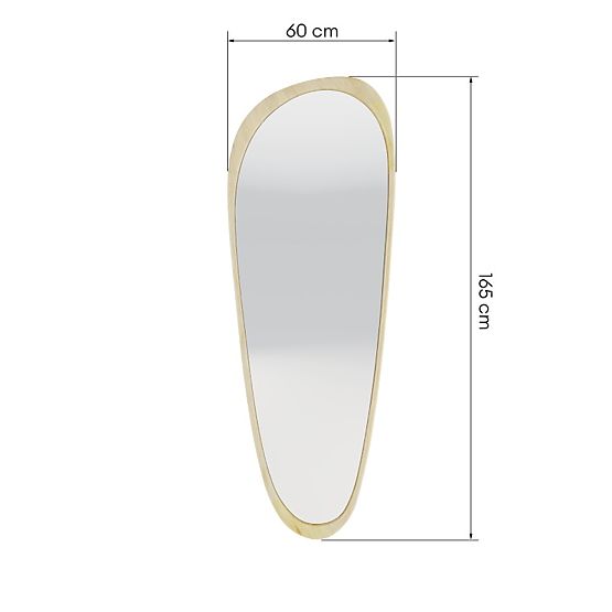 Miroir suspendu avec cadre en bois Sogno 60x165 cm, forme irrégulière, naturel