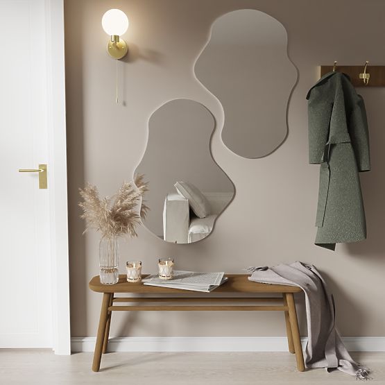 Miroir suspendu avec cadre noir Zoe, 80x55 cm, forme irrégulière