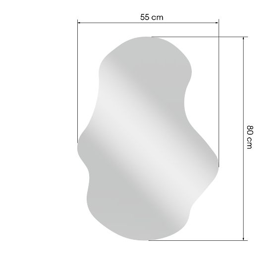 Miroir suspendu avec cadre noir Zoe, 80x55 cm, forme irrégulière
