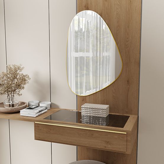 Miroir suspendu dans un cadre doré Libia, 76x51 cm, forme irrégulière