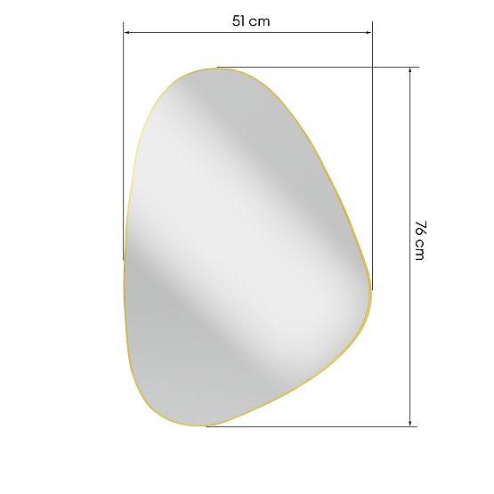Miroir suspendu dans un cadre doré Libia, 76x51 cm, forme irrégulière