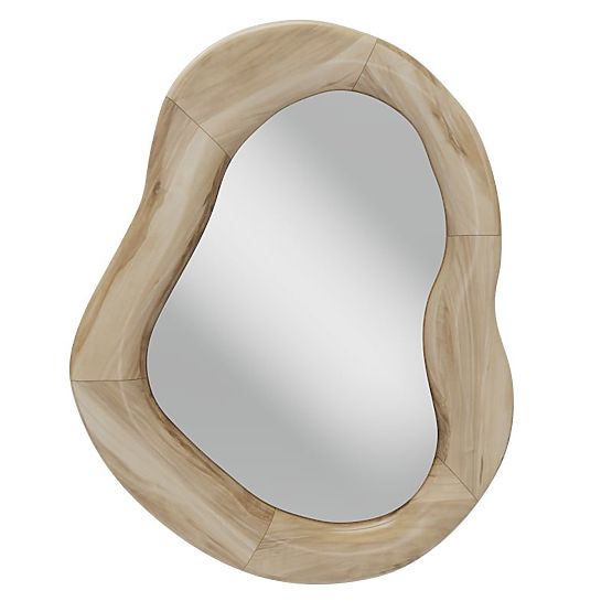 Miroir suspendu dans un cadre en bois Lia 75x60 cm, forme organique, forme irrégulière, naturel