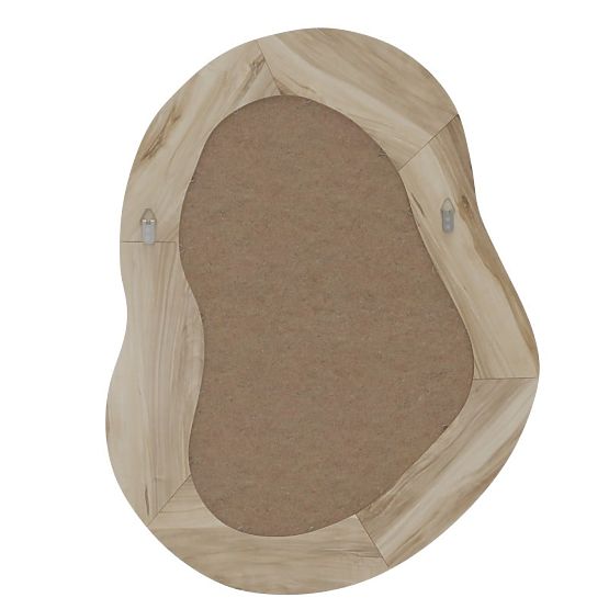 Miroir suspendu dans un cadre en bois Lia 75x60 cm, forme organique, forme irrégulière, naturel