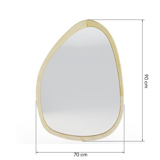 Miroir suspendu dans un cadre en bois Lisa 70x90 cm, forme irrégulière, naturel