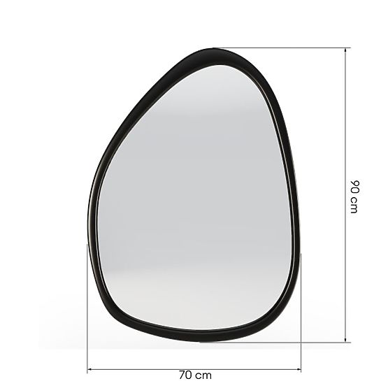 Miroir suspendu dans un cadre en bois Lisa 70x90 cm, forme irrégulière, noir