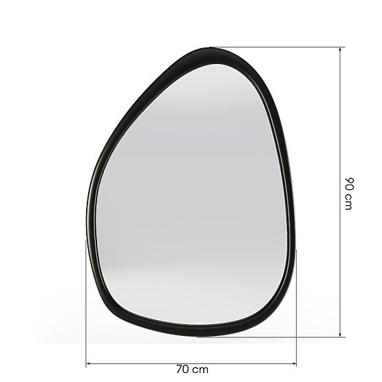 Miroir suspendu dans un cadre en bois Lisa 70x90 cm, forme irrégulière, noir
