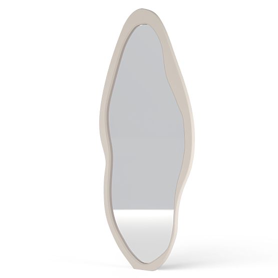 Miroir suspendu dans un cadre en bois Mara, 180x80 cm, forme irrégulière, crème