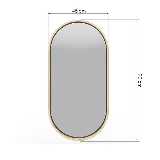 Miroir suspendu dans un cadre en bois Plico 45x90 cm, ovale, naturel